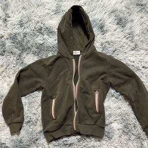 Moncler Gray Hoodie with Striped Zipper